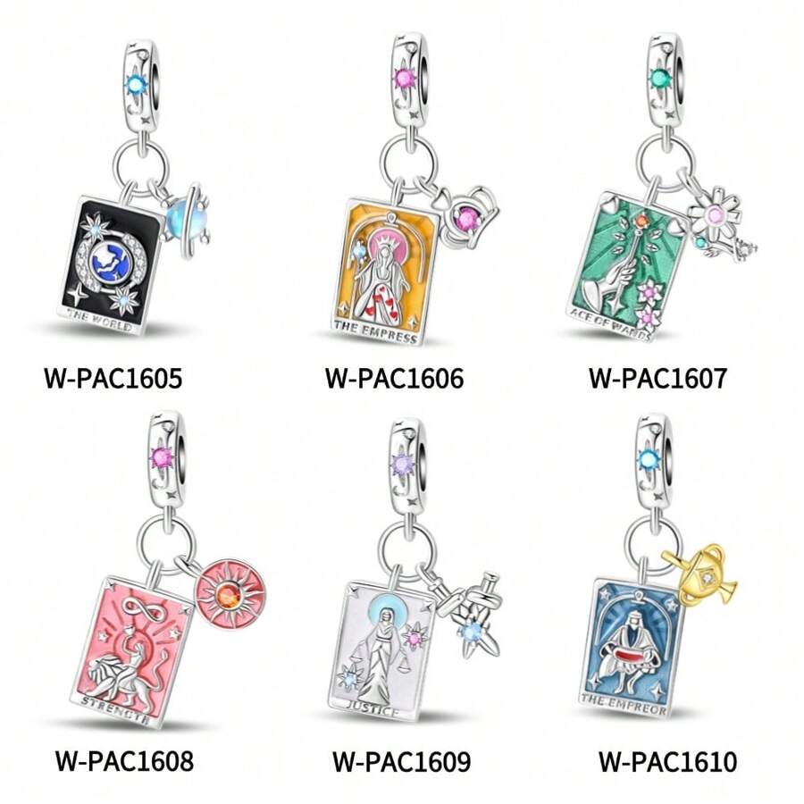 1 stuk verzilverde tarot wereldkaart keizerin kaart scepter een levenskracht kracht orthoker gerechtigheid zwaarden keizer kelk kaart hanger geschikt voor doe-het-zelf sieraden maken originele armband ketting kralen dames sieraden verjaardagscadeau moeder dochter dochter valentijnsdag herdenkingscadeau