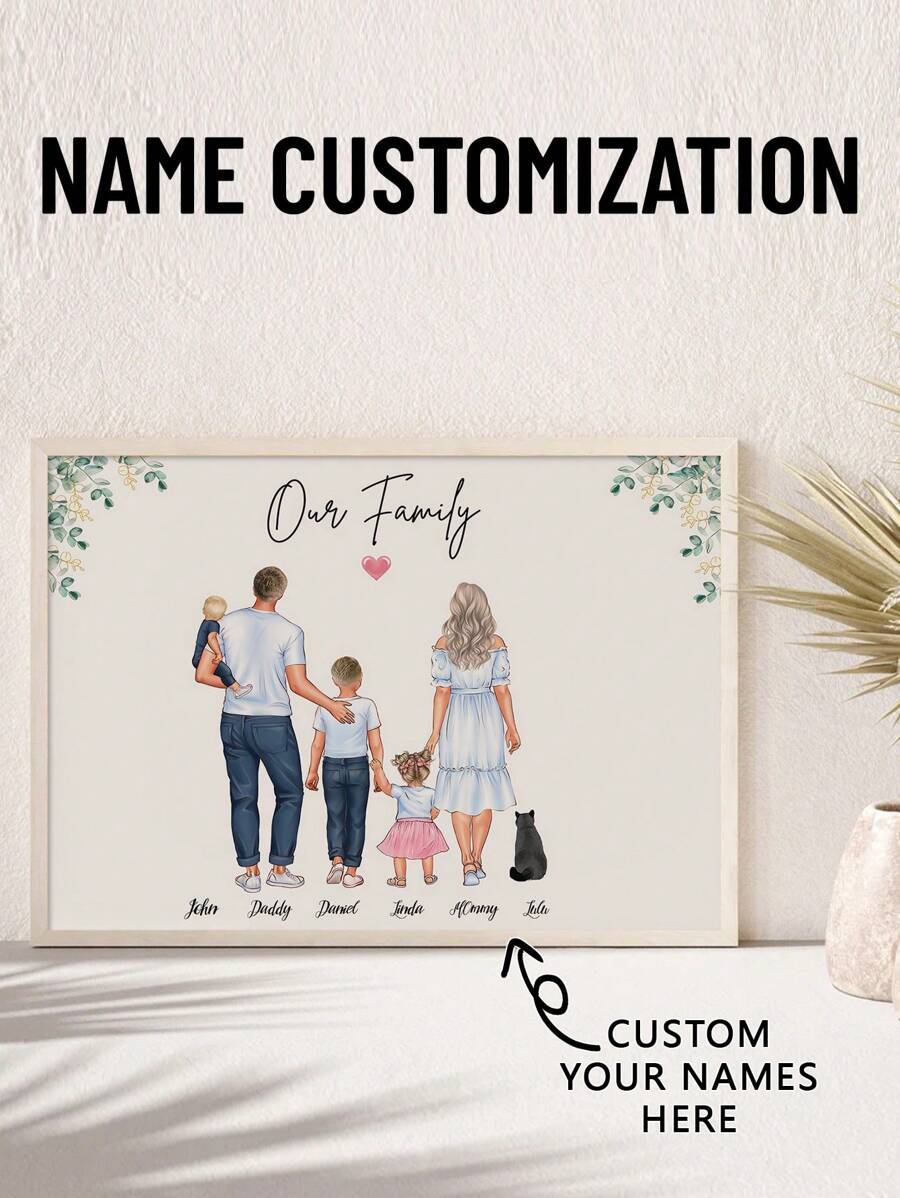 1 pieza Impresión personalizada con diseño de familia Impresión de arte de familia personalizada Regalo personalizado para la familia Nuestra impresión de familia Regalos personalizados para la familia Cumpleaños Graduación