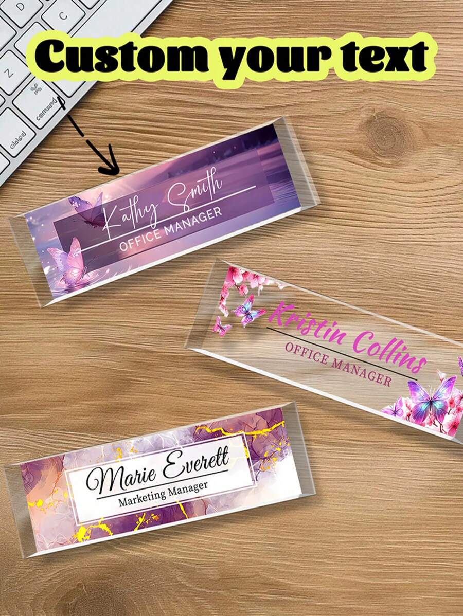 1pc Customized Acrylic Desktop Nameplate, 20*6*1.5cm, High Transparency, Support Personalized Name/Text/Font/Color Design, Suitable As Appreciation Gift For Teachers, Bosses, Doctors, Managers, Etc. Back To School