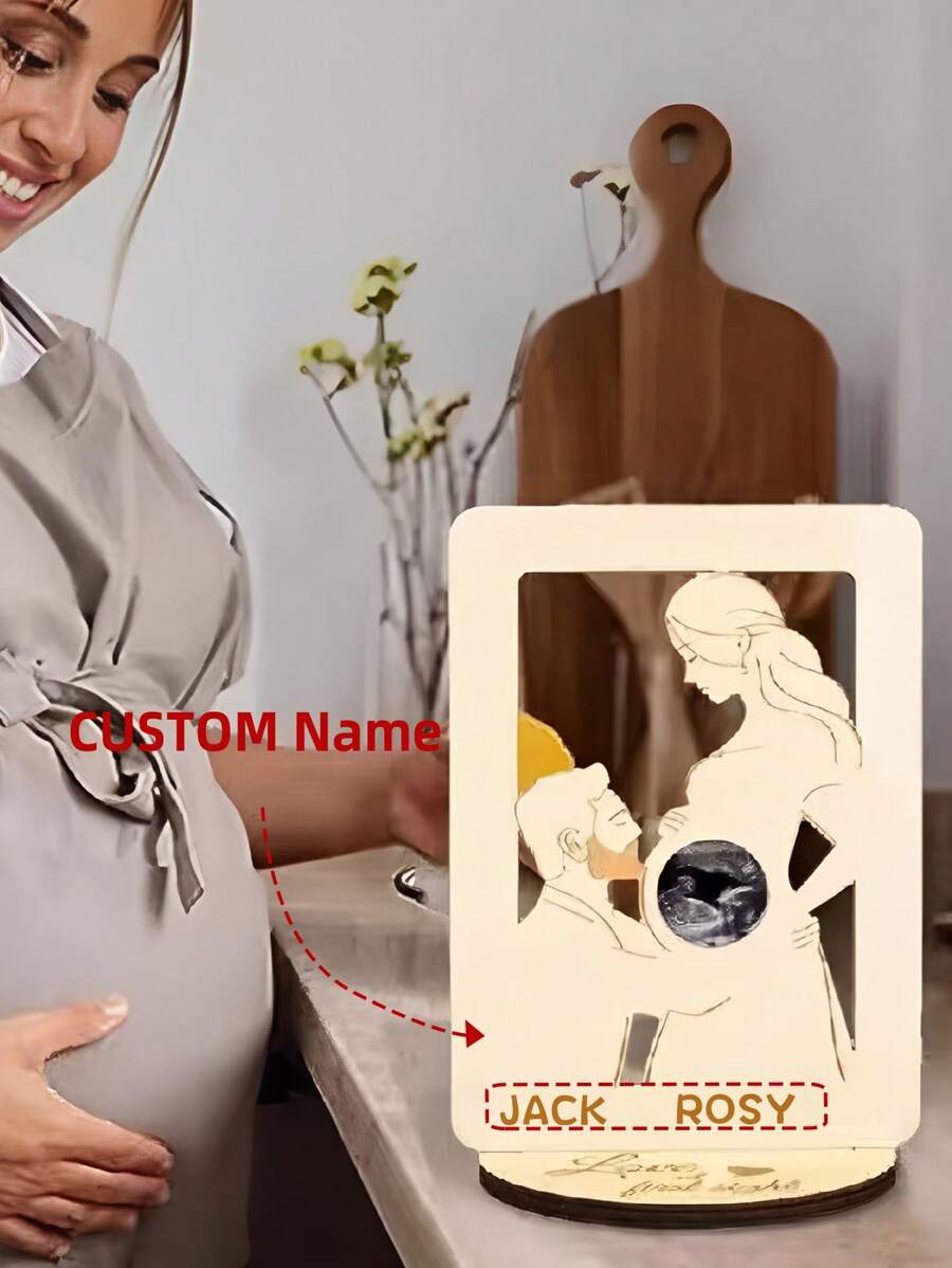 Cherish Motherly Love, Witness Of Love! Your Exclusive Customized Pregnancy Gift, Wooden Baby Ultrasound Photo Frame, Customized Baby Photos, The Most Precious Customized Keepsake, Suitable As A Mother's Day Gift, Baby Commemorative Gift, Wedding Gift, Unique Design With Multiple Styles To Choose From (Randomly Packaged For Delivery) Gifts Birthday Graduation