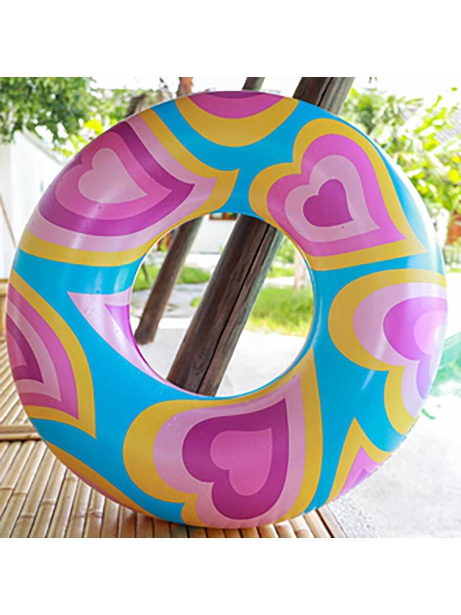 Inflable Jelly Love Heart Design Floating Water Beach Swimming Ring, rosa púrpura