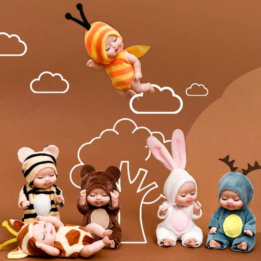 1pc 11cm Mini Plush Reborn Baby Doll, Role Play Stuffed Princess Doll With Movable Limbs, Changeable Clothes, Suitable For 0-3 Years Old Girls