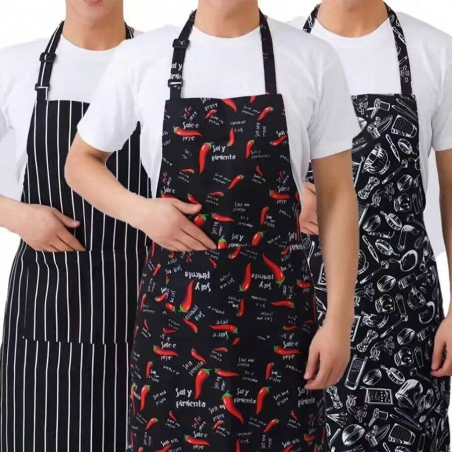 Adjustable Adult Apron Striped Restaurant Chef Apron Outdoor Camping Picnic Kitchen Cook Aprons