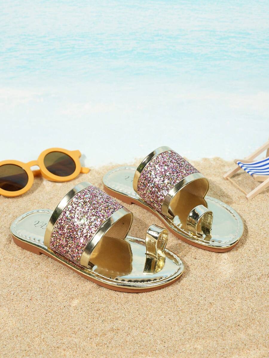 Girls' Summer Outdoor Fashion Nail Finger Sandals 2 New Styles Of Children's Rhinestone Princess Beach Shoes