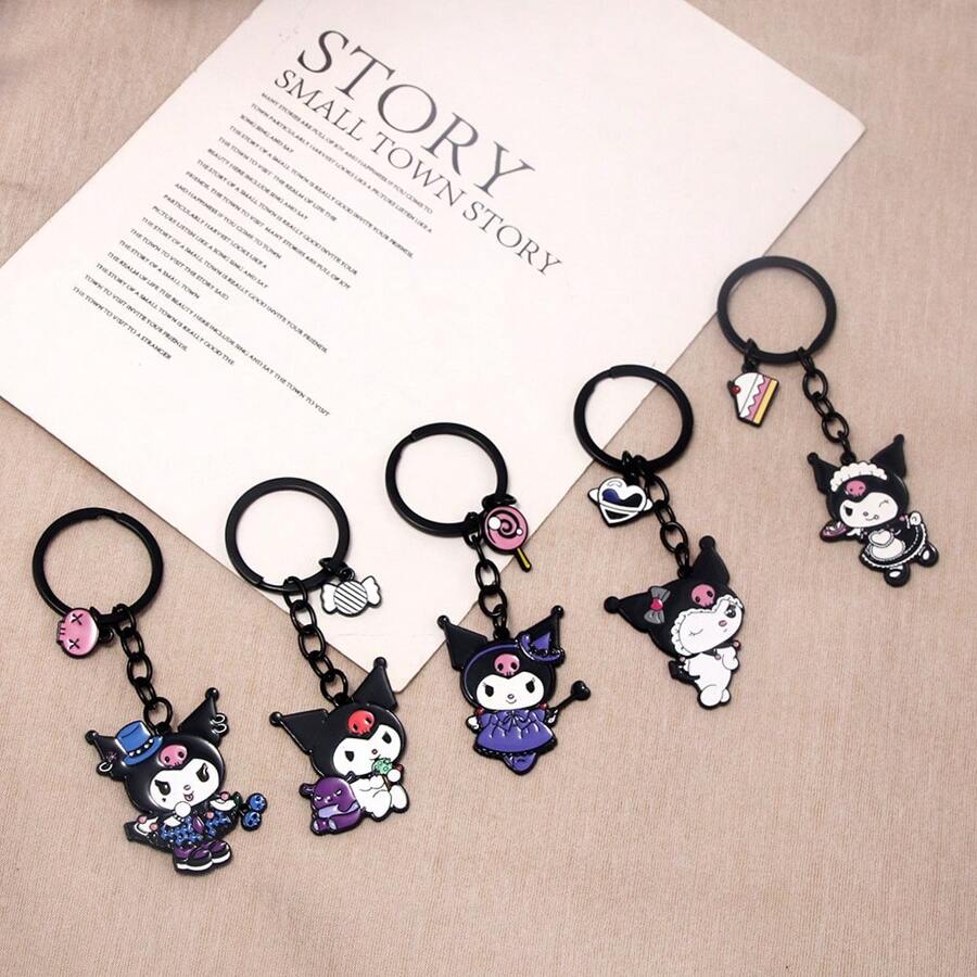 Sanrio 1 pièce Porte-clés métal figurine mignonne de l'animation Sanrio Kuromi, dessin animé japonais Magical Melody