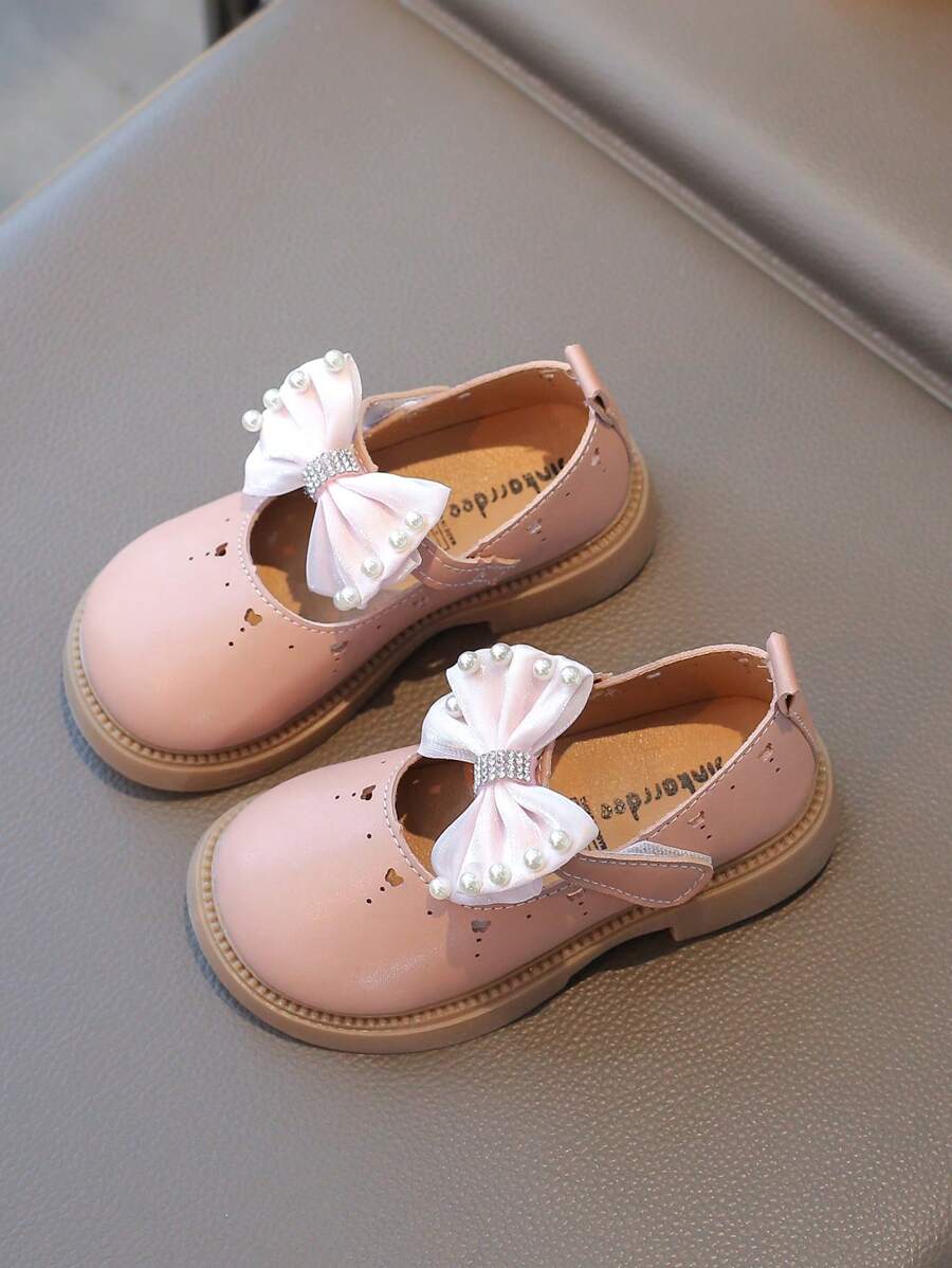 1 Pair Pink Baby Girls' Flat Shoes, Comfortable Casual Bowknot Toddler Shoes, Versatile For Summer Outdoor & Fashion