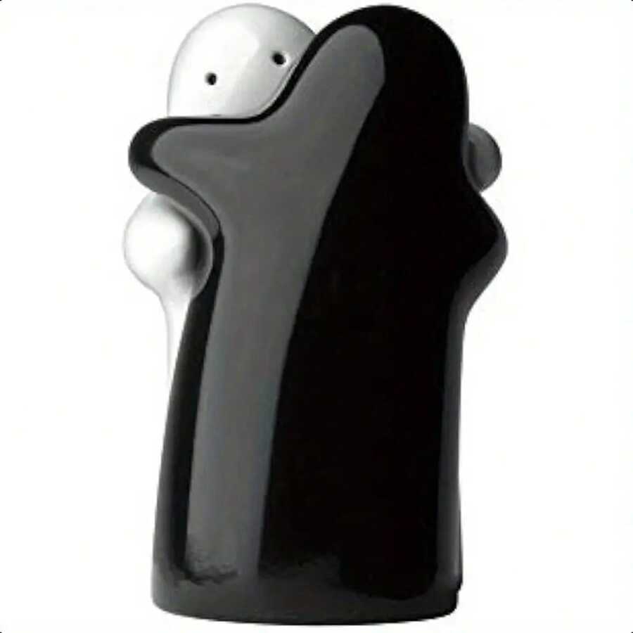 Cute Decorated Salt & Pepper Shakers, Embracing Couple Design, Black & White Modern And Vintage Style, Easy To Refill & Dispense Seasoning Bottle Set,School Supplies