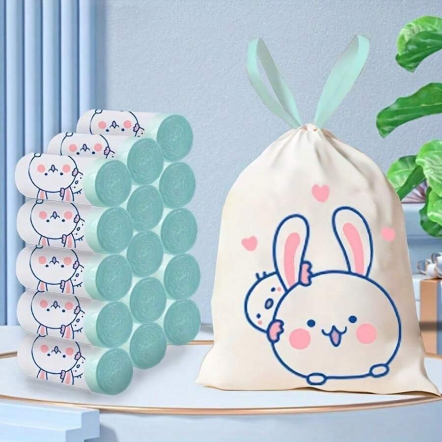 100pcs Anti-Leakage Drawstring Trash Bags, 4 Gallon Multi-Purpose Plastic Bags For Kitchen, Bedroom, Living Room, Outdoor, Car - Disposable, Easy To Distribute, Versatile Use