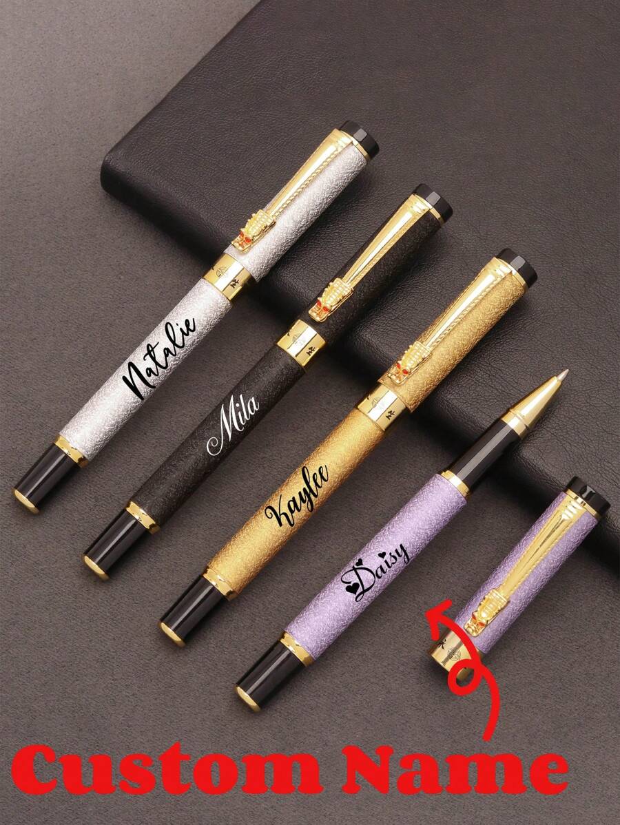 2 stuks/5 stuks onsterfelijke balpen met imitatieparels en metalen drakenkop, zakelijk geschenk metalen pen, aangepaste tekst 'Terug naar school'