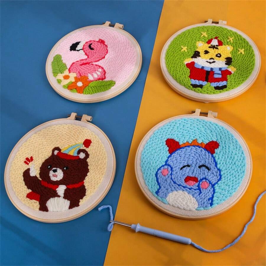 Paquete de material de bordado ruso de fieltro grueso con pintura al óleo estilo poke fun hecho a mano