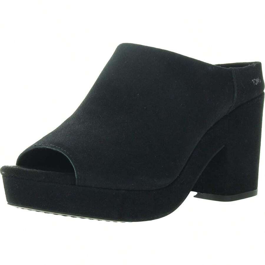 Toms Florence Womens Solid Faux Suede Block Heels