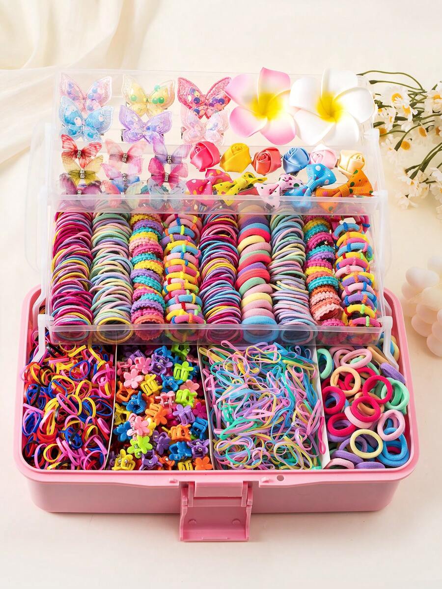 Juego de 814 piezas de accesorios para el cabello de niñas, gomas elásticas multiestilo y multicolor, lazos y flores lindos pinzas para el cabello, decoraciones de pasador de mariposa brillante, adecuado para todas las temporadas, regalo perfecto para niñas, excelente para peinados de fiesta y vacaciones