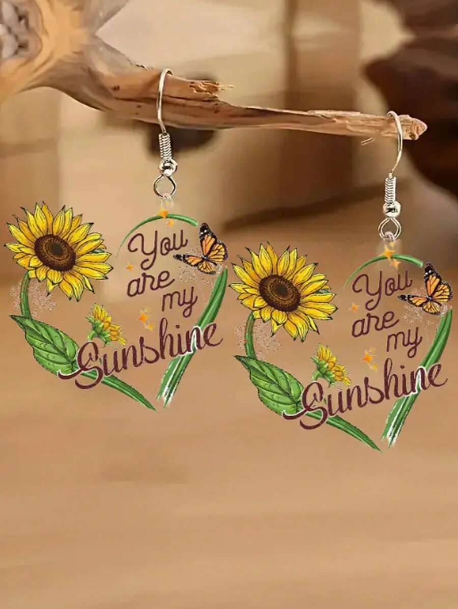 Un paio di orecchini in acrilico 2D a forma di girasole e farfalla, design leggero e durevole, accessori di moda per donne, il regalo perfetto per la festa della mamma o il compleanno