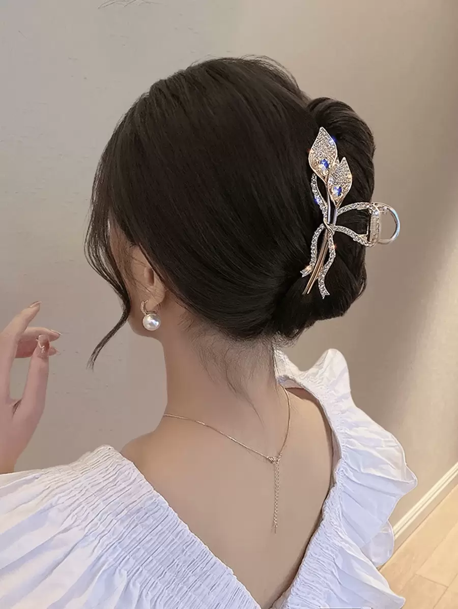 1pc New Light Luxury Hair Accessories For Women's Hairpin High-End Trumpet Flower Metal Grab Clip Large Hair Claw Elegant Fashionable Headgear
