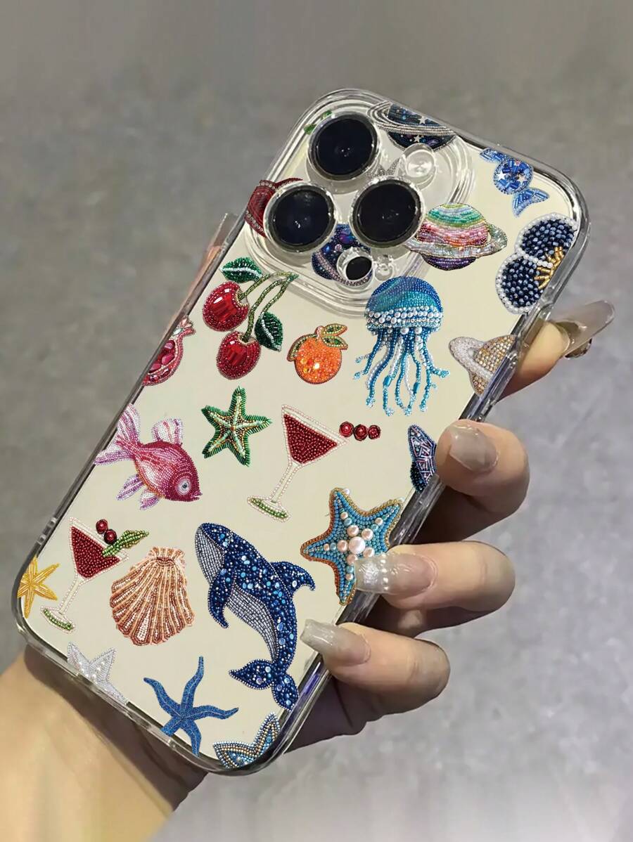 Summer Phone Case Compatible With Iphone 1pc Painted Crystal Ocean World Transparent Phone Case Compatible With Iphone 16e, 16, 13, 15, 15 Pro, 14 Pro, 14 Plus, 7/8 Plus, 11, 12 Pro Max, 13, 14 Pro Max, S24, S23, S25, A06, Great Gift For Friends And Family