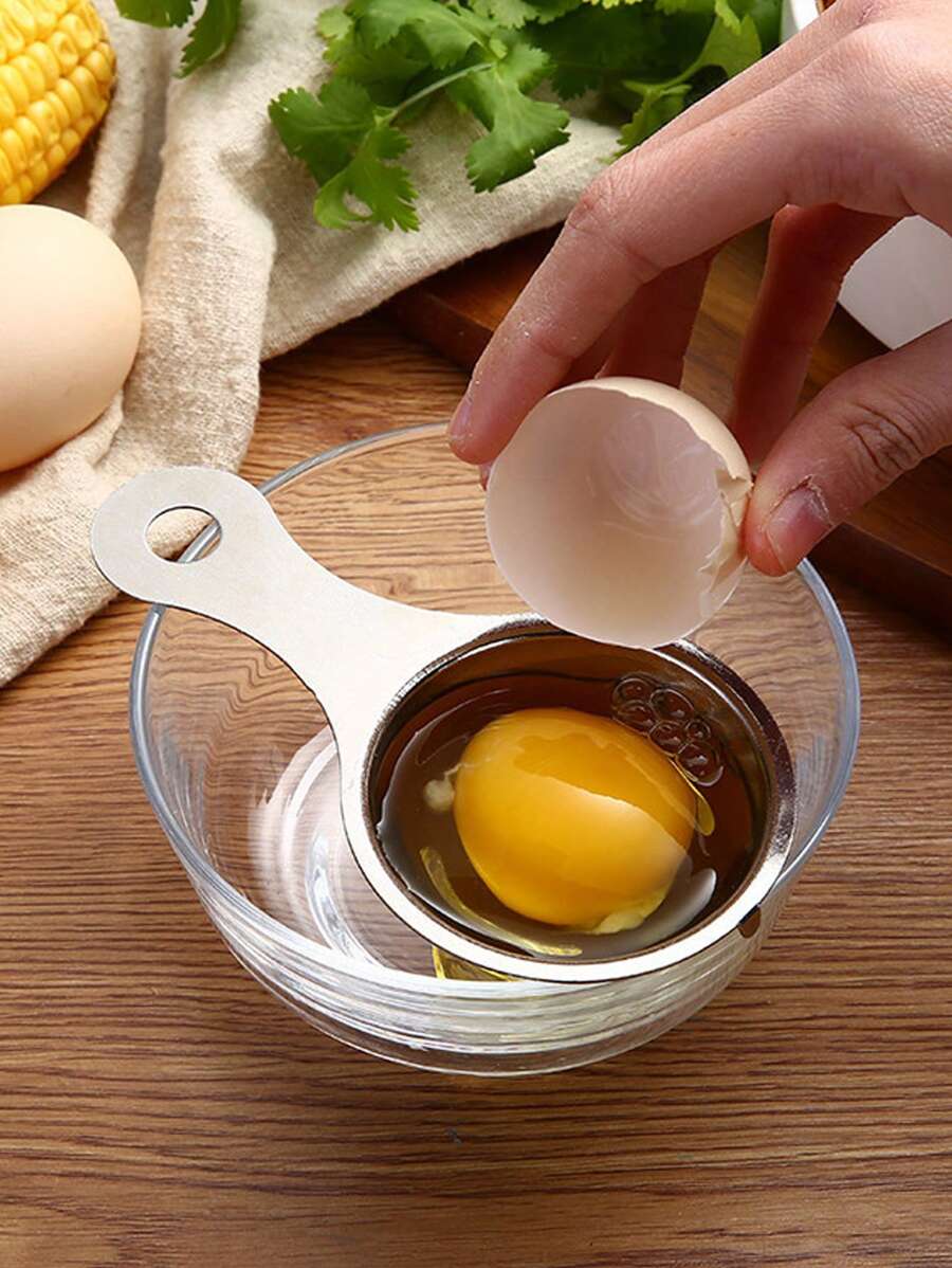 Separador de ovos de aço inoxidável de 1 peça, separador de claras de gema, ferramenta separadora de gemas, utensílio de cozinha