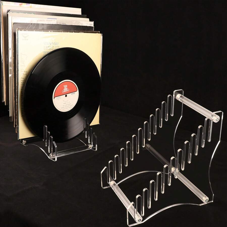 Vinyl Record Storage Holder Vinyl Record Rack Vinyl Record Tabletop Display Rack Acrylic Record Floating Rack Showcasing Your Everyday LP Listening At The Office Home