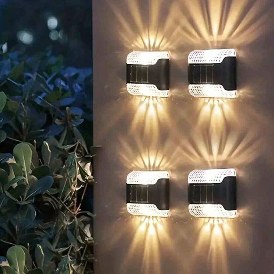 Solar-Powered Up-Down Wall Lights, Waterproof Outdoor Solar Pathway Lights, Solar Fence Lights For Patio, Garden, Lawn, Yard, Fence, Driveway, Landscape Lighting To Illuminate Your Yard