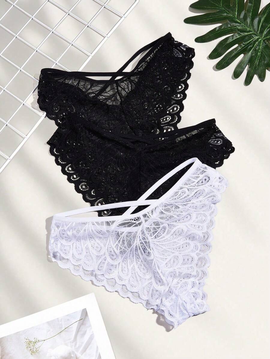 Lot de 3 culottes de bikini croisées à la mode pour femmes