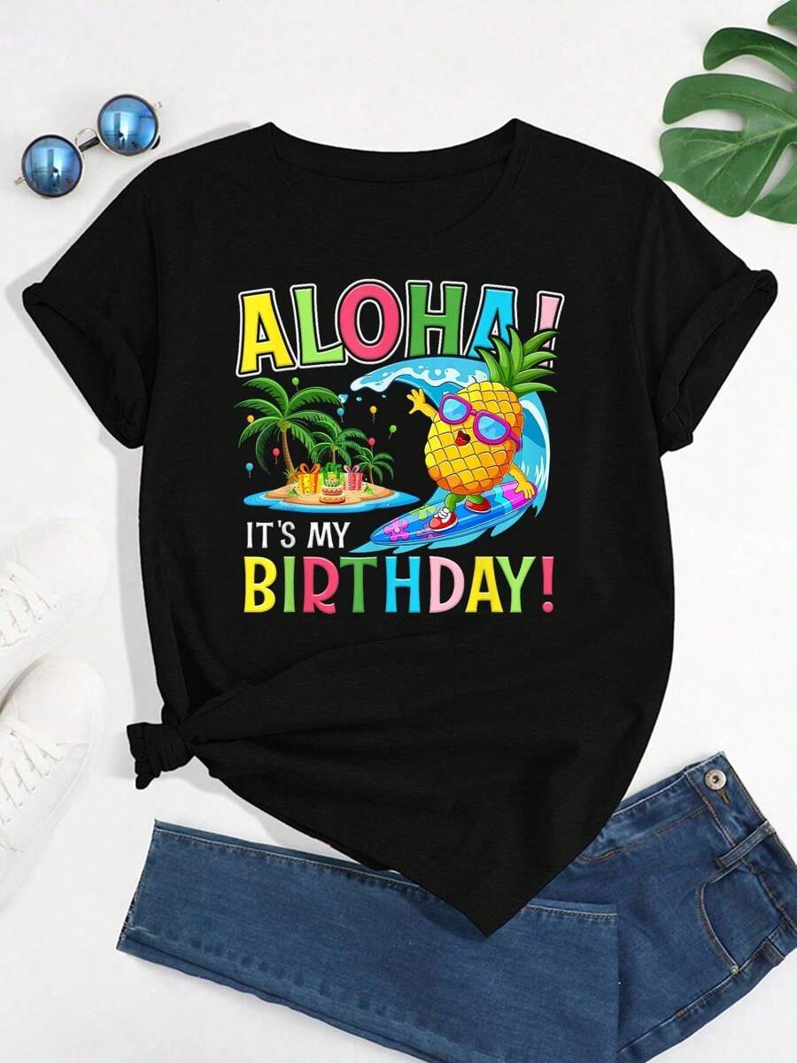 Hawaii It My Birthday Party Aloha Hawaiian Floral T-Shirt