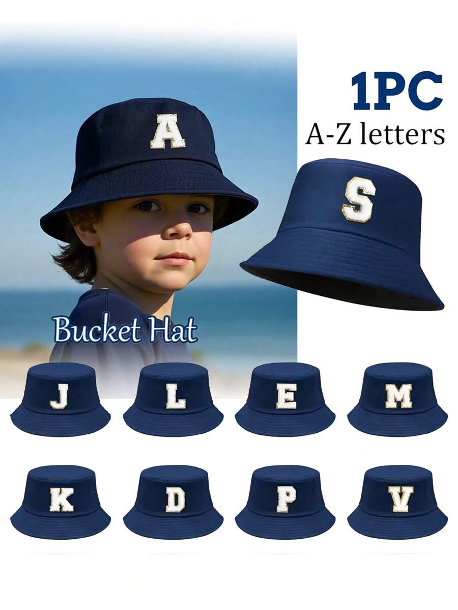 1pc Children's 26-Letter Bucket Hat, Fashionable And Versatile Outdoor Sun Hat, Suitable For Daily Outing In Spring And Summer, Suitable As A Gift