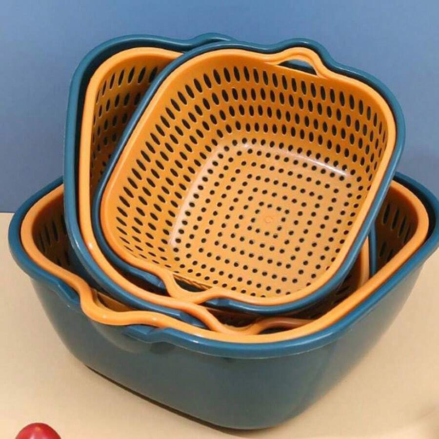 6/2 pièces, Passoire, Panier à double égouttage, Panier de passoire en plastique, Panier de lavage réutilisable, Passoire de cuisine, Panier de lavage de fruits et légumes, Fournitures de cuisine, Ustensiles de cuisine, Accessoires de cuisine