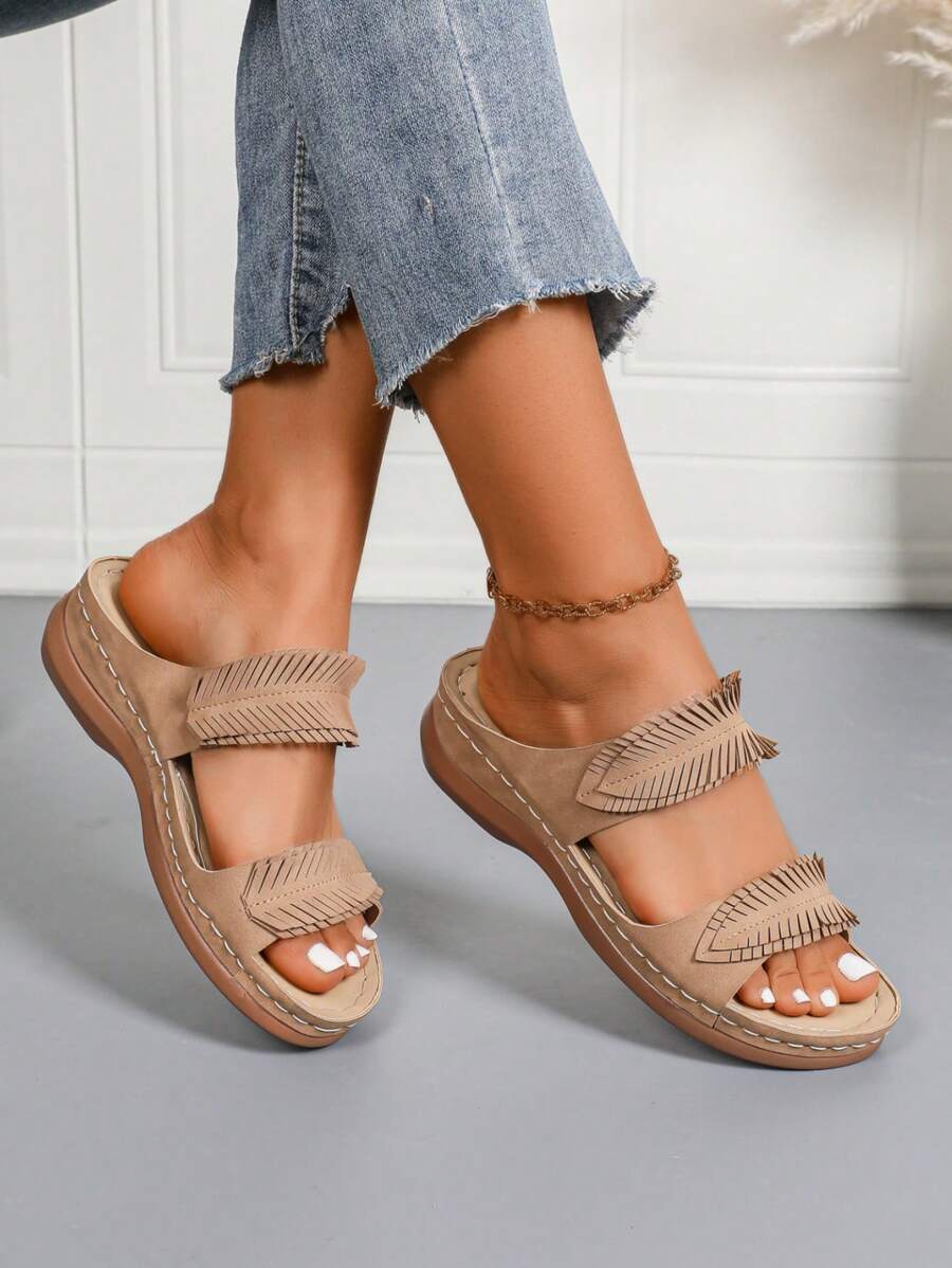 Women's Thick Sole Slippers, Casual Comfortable Flat Beach Sandals For Summer