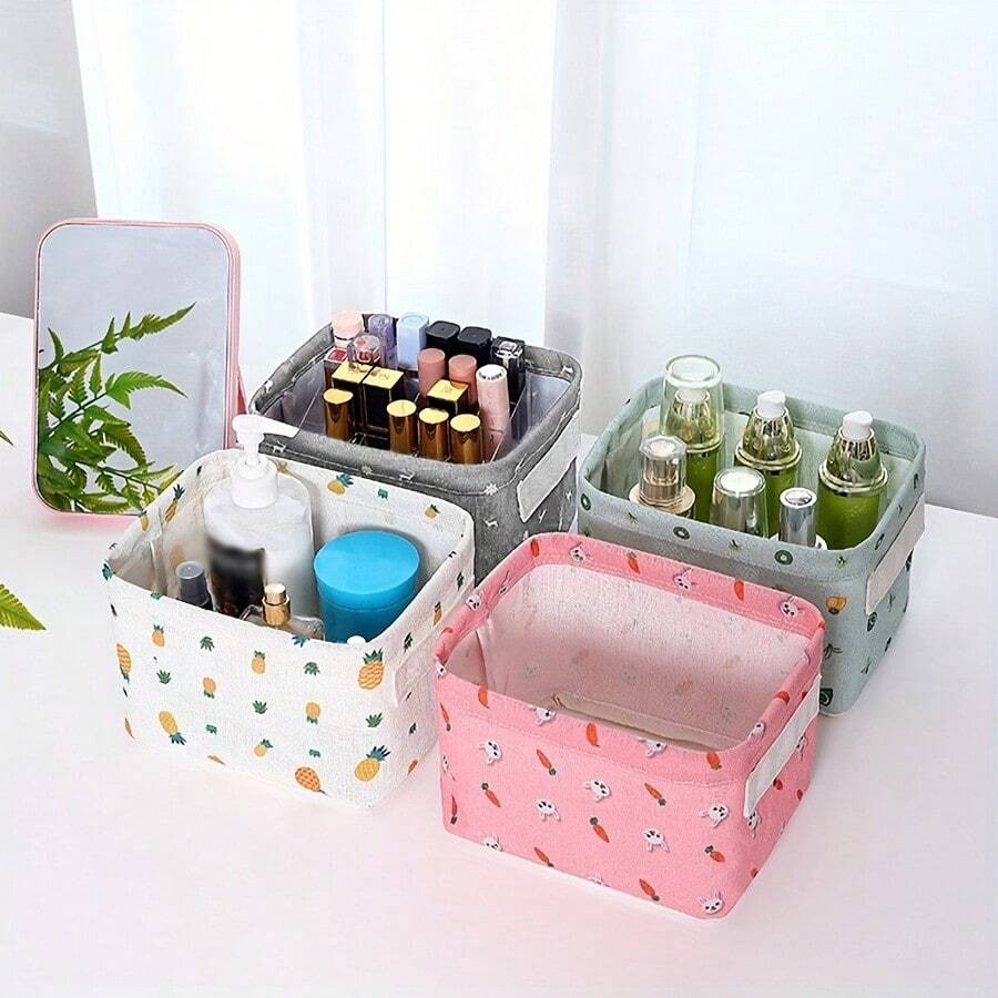 1pc Desktop Folding Storage Basket, Suitable For Organizing Cosmetics, Socks, Skincare Products, Household Storage Bin