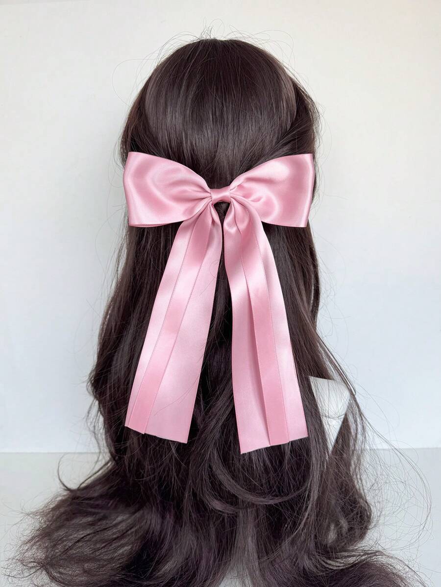 1pc Women's Large Shiny Satin Bow Hair Clip Barrette, Simple Yet Sweet, Suitable For Daily Commute, Holidays, Parties, Outings, Photoshoots, Any Occasion - Perfect Gift For Best Friend