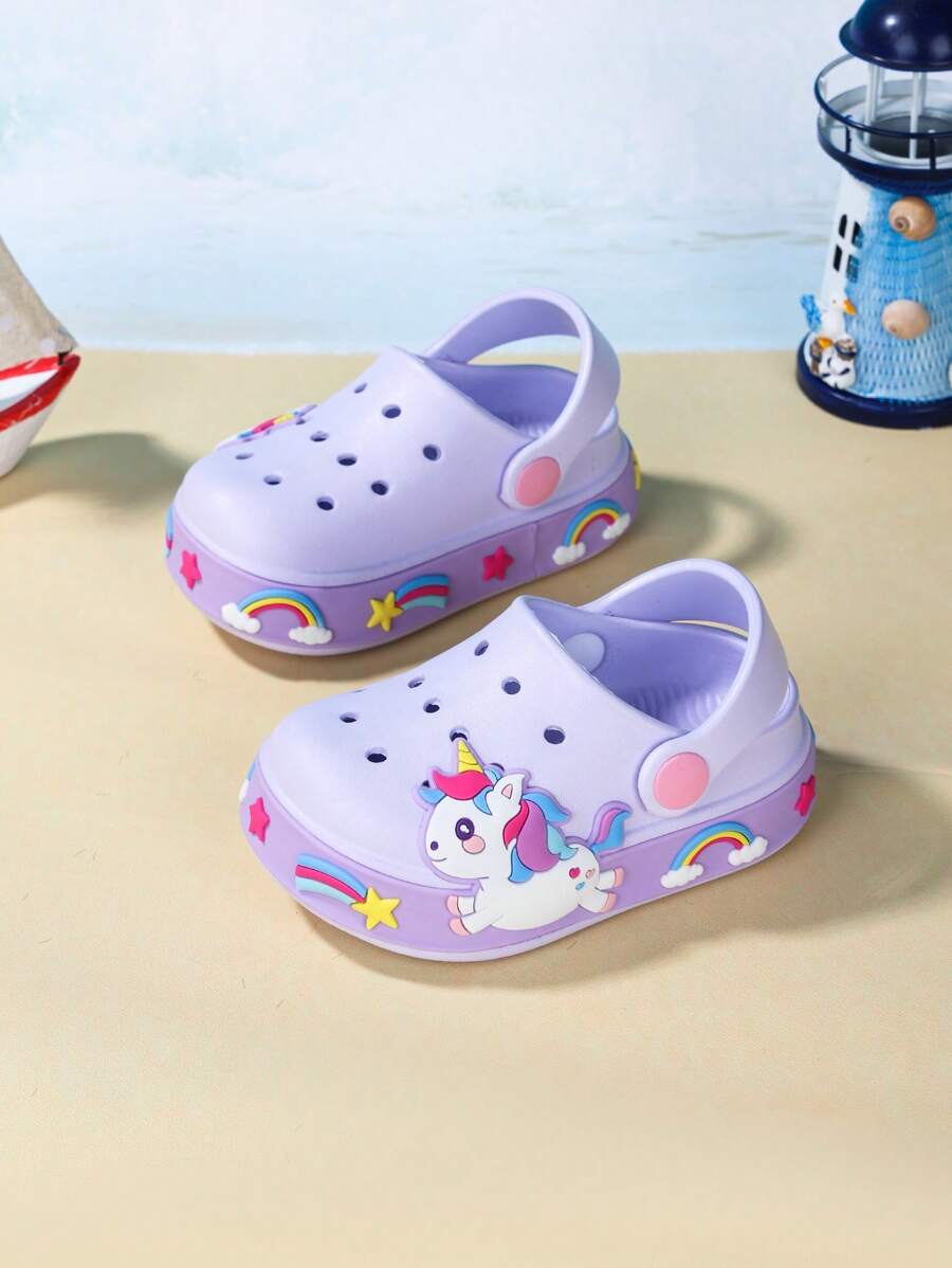 1 Pair Baby Horse Pattern Breathable Non-Slip Slip-On Beach Sandals, Slippers