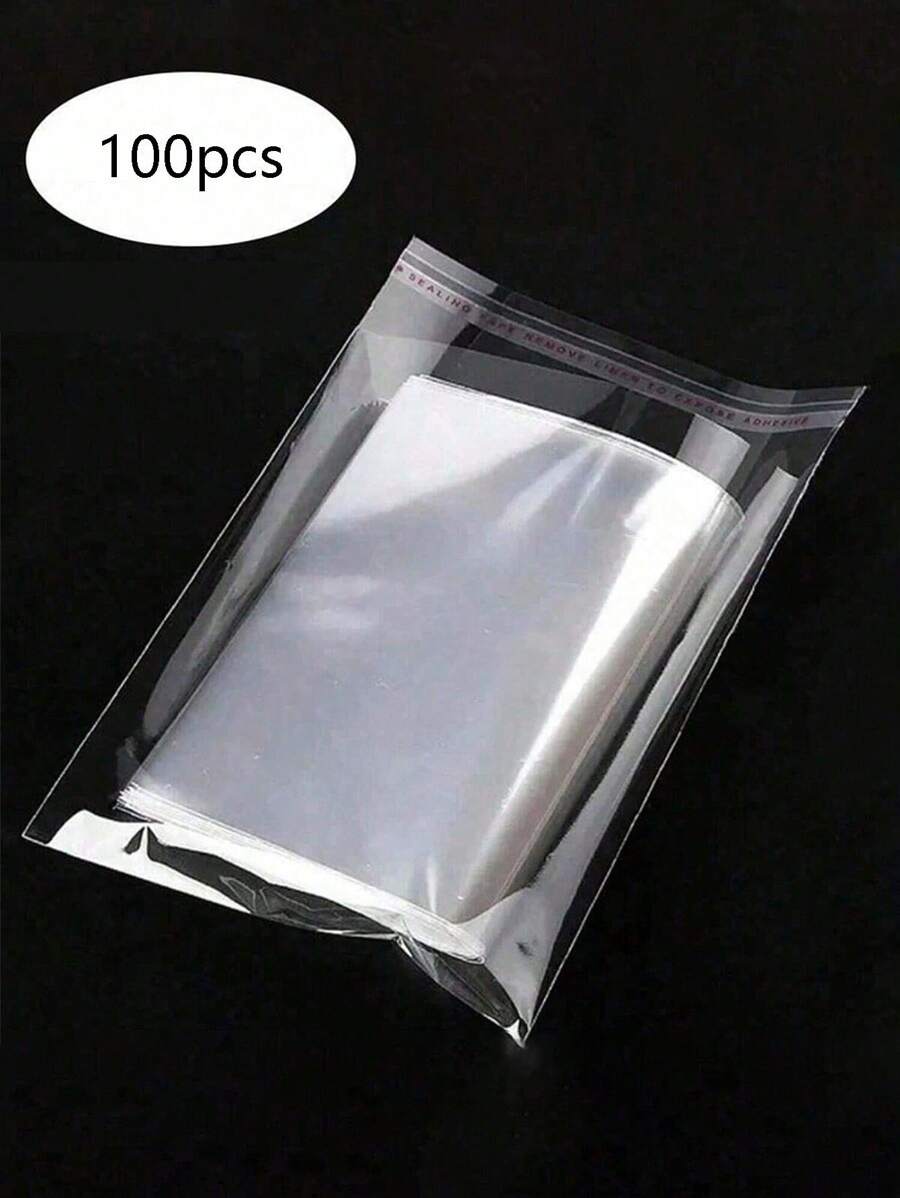 100 Pcs Self-Adhesive Sealing Clear Opp Bags, Resealable Plastic Bags For Large-Scale Packaging Of Small Gifts, Party Favors, And Toys,Suitable For Items Of Different Sizes, S/M/L/Xl, Can Be Used For Clothes, Shirts, Pants, Food, Paint, Party Gifts Packaging,Solid Packaging Bags