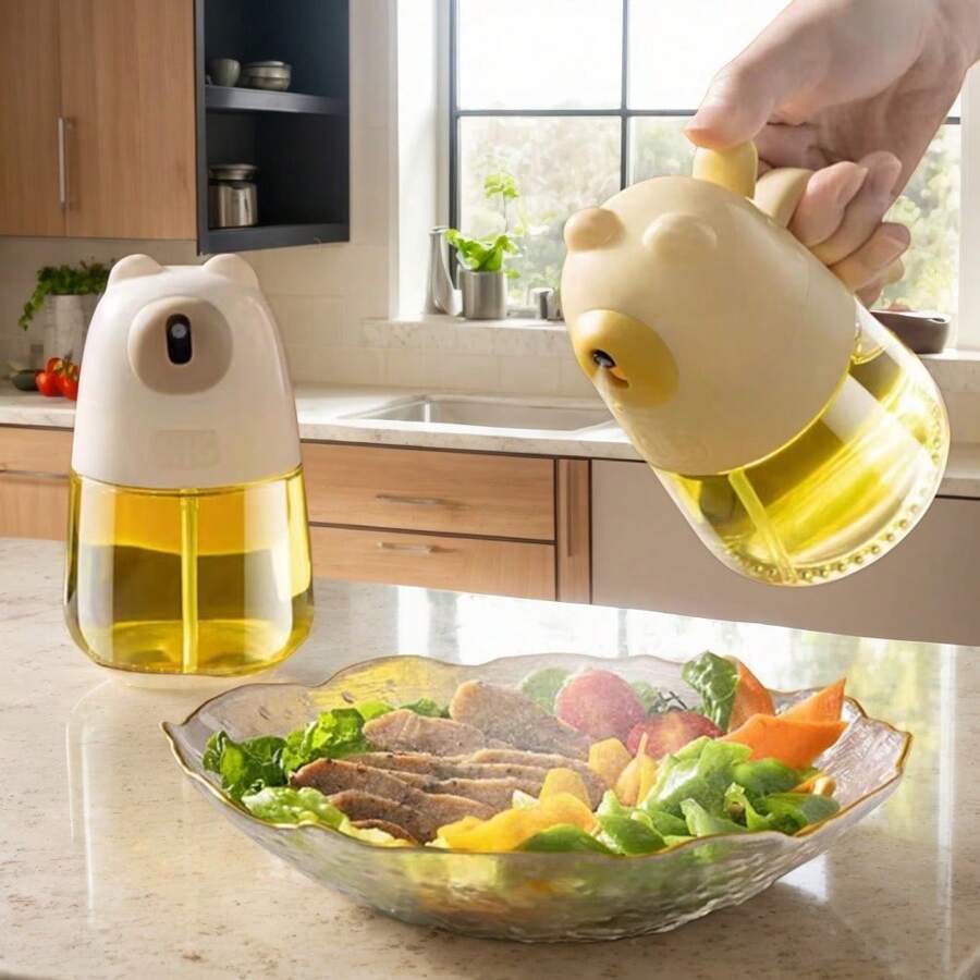 1 pieza/2 piezas Vaporizador de aceite con forma de oso, botella de rocío transparente, vaporizador de aceite de fácil uso, botella de vidrio para rociar aceite de cocina con boquilla de rocío , para parrilla