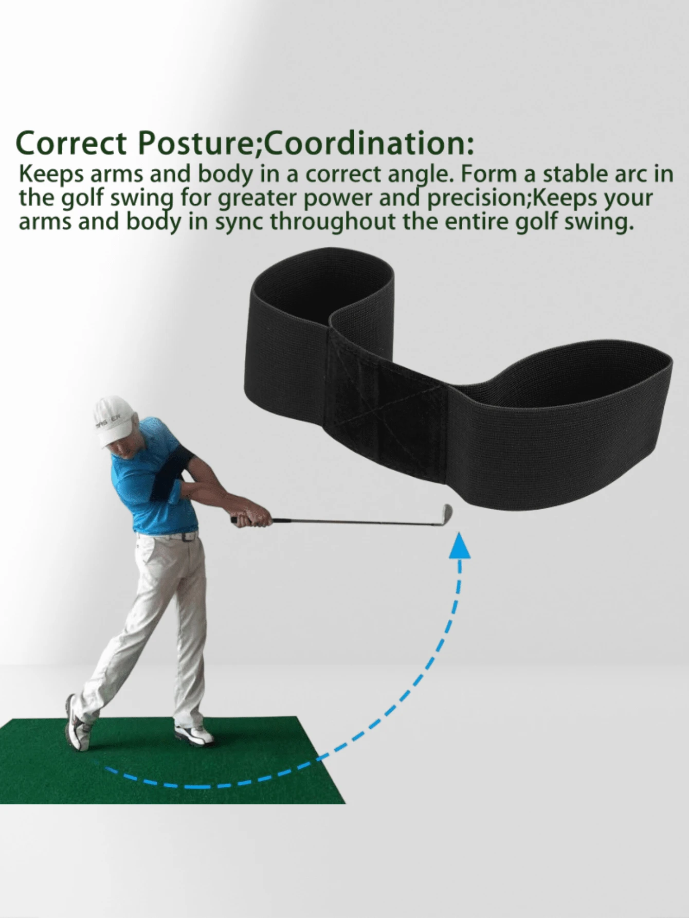 Golf Swing Trainer Arm Band - Suitable For Men And Women, Swing Practice Assist Strap, Elastic Hand Motion Corrector To Improve Your Swing