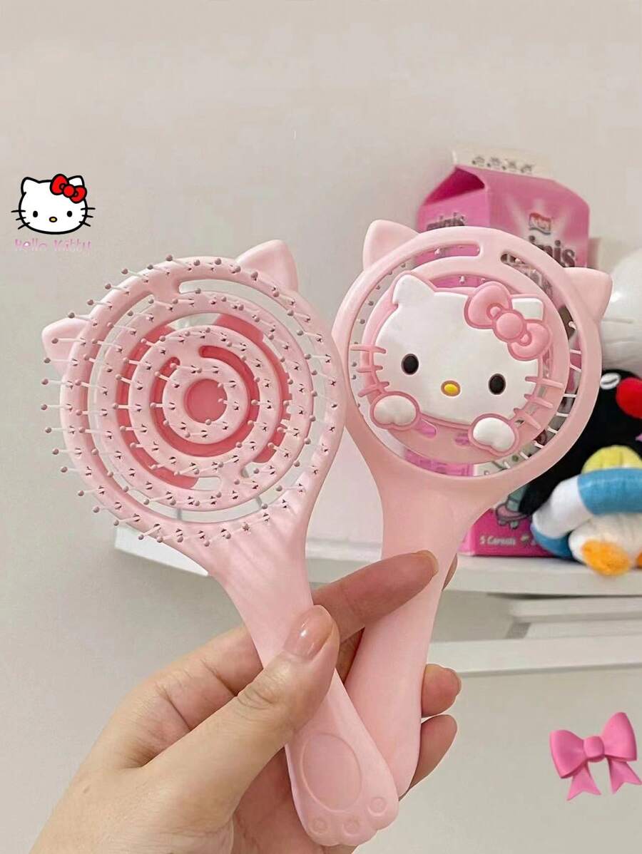 Sanrio Sanrio 1 szt. Uroczy kształt puszystego, pustego grzebienia, grzebień DIY do makijażu, masaż, przenośny, bardzo atrakcyjny, poziom, suchy i mokry, podwójne zastosowanie (otrzymany, wymaga samodzielnego wykonania)