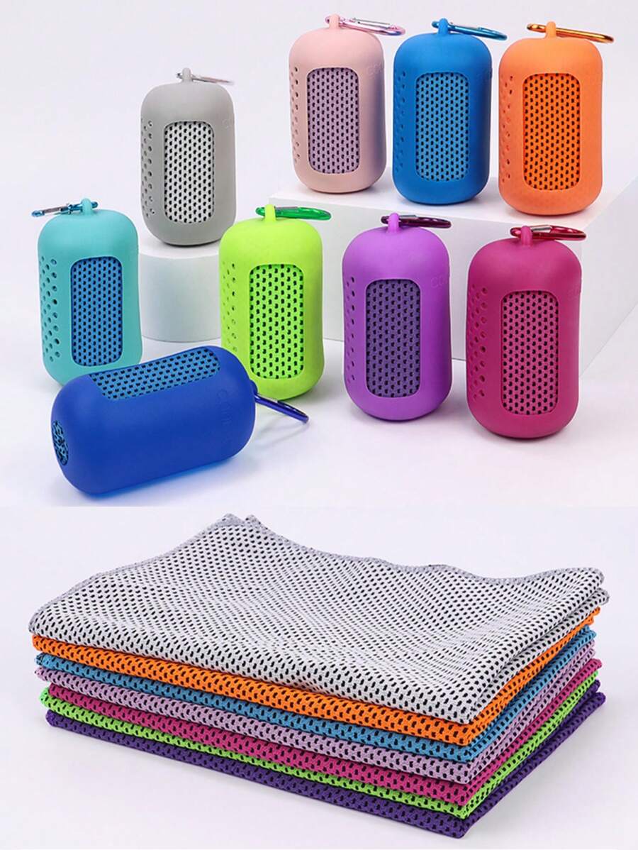 Outdoor Sports Portable Cooling Sensation Fitness Sweat-Absorbent Breathable Quick-Dry Silicone Covered Mini Towel Summer, Holiday Home Bathroom Decor Beach Essentials Back To School
