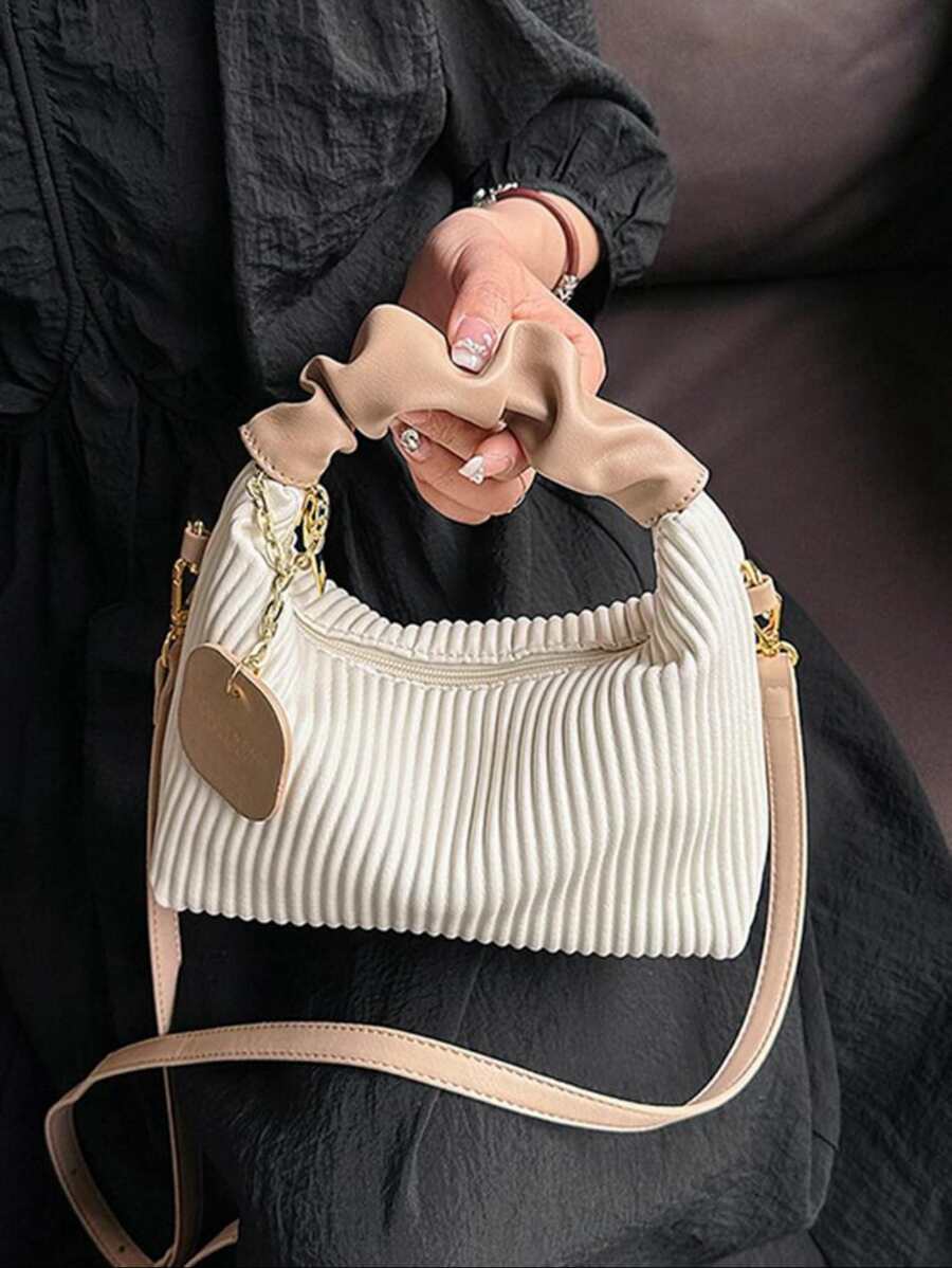 New Fashion Minimalist Versatile Pleated Woven PU Patchwork Tote Shoulder Crossbody Bag