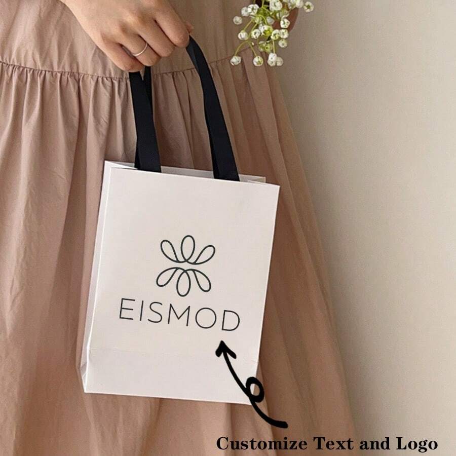 1 pièce Sac en papier avec poignée blanche, sac d'emballage pour bijoux et cadeaux