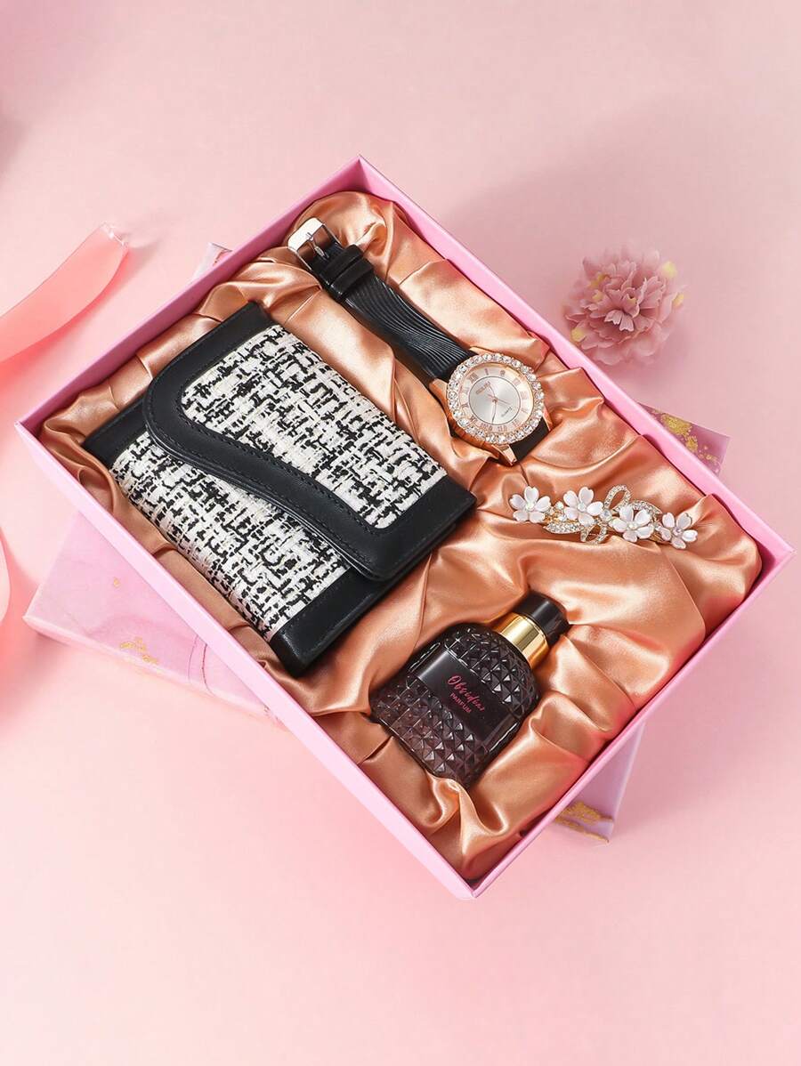 Set de 4 relojes de mujer en estuche de regalo, diseño exclusivo de estilo coreano, ideal para regalar a novias y madres