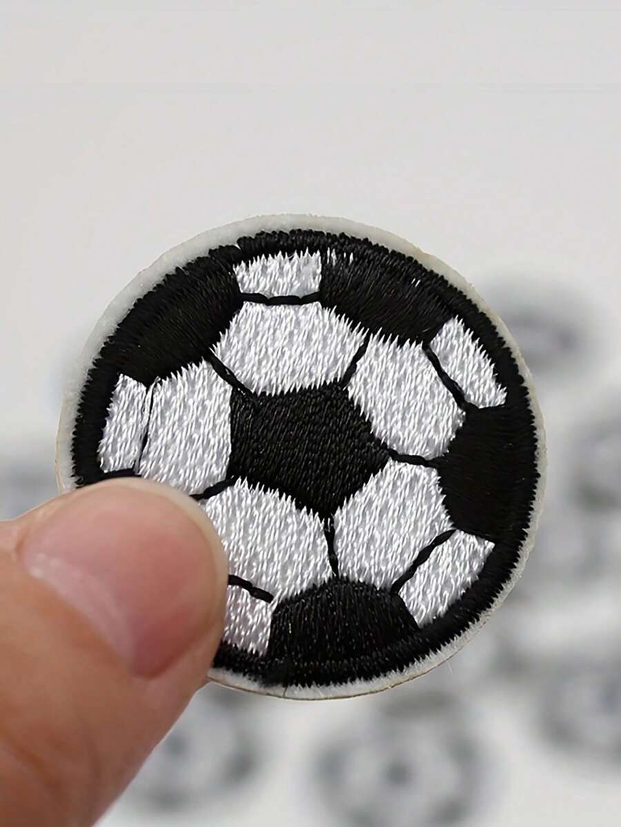 5pcs 3.5cm Round Football Soccer Patches - Iron On Sewing Embroidery Badge Sticker For DIY Clothes And Decoration Garment Fabric Appliques - For Sports Fans & Crafters - Perfect For Personalizing Clothing & Accessories
