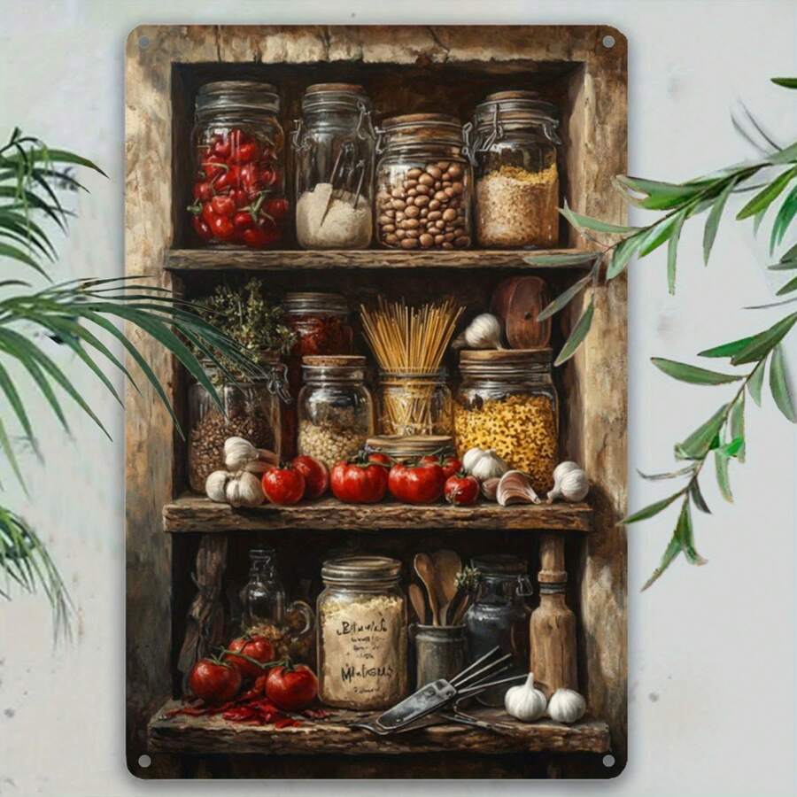1pc, Retro "Various Kitchen Utensils And Ingredients" Sign, Home Wall Art Set, Wall Decoration Painting Art Sign, Room Decoration, Home Decoration, Suitable For Home, Office, Study, Bar, Coffee Shop, Garden And Farmhouse, Indoor Outdoor Decoration Sign 7.8x11.8 Inch/20x30cm Gifts Birthday Graduation