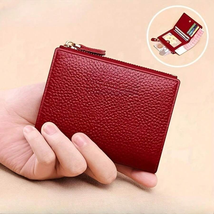 1 pieza Monedero con cremallera y ventana para tarjeta de identificación, billetera multifuncional para mujer, billetera mini, monedero, billetera para tarjetas