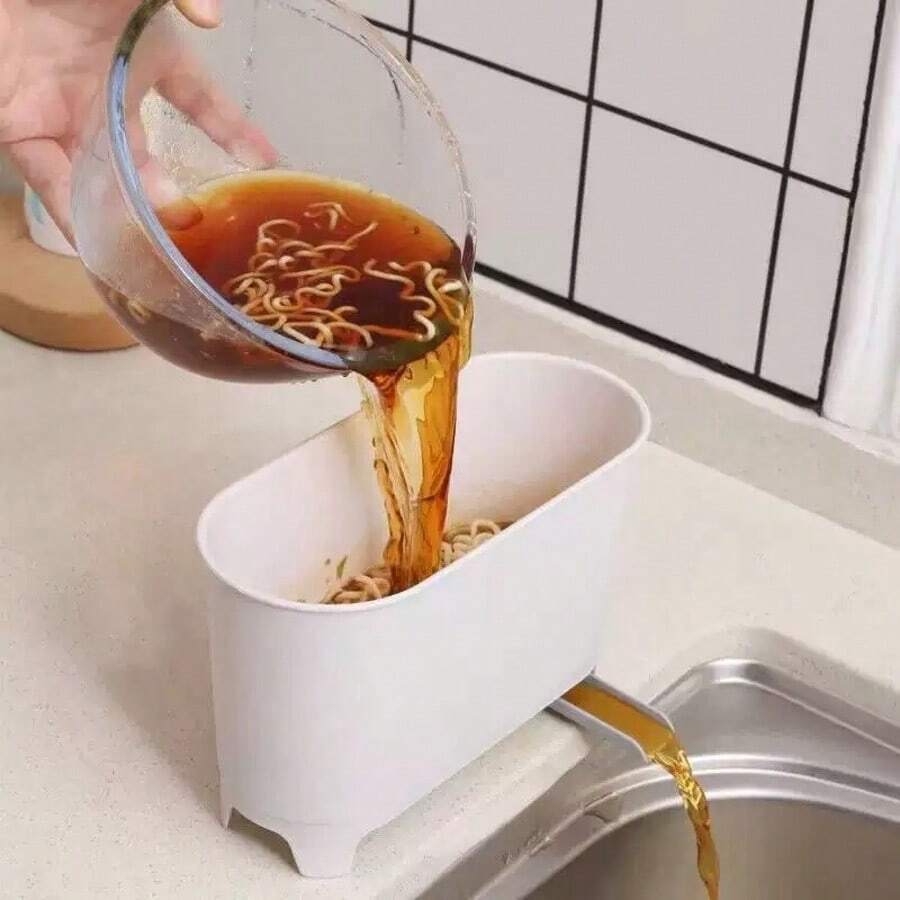 Kitchen Sink Edge Food Debris & Soup Filter And Waste Storage Box With Drainage Design, For Kitchen, Bathroom, Home, Household Items