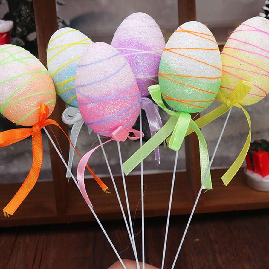 Easter Egg Picks Decor Spring Floral Branch Arrangements Vibrant Tabletop Mantel Accents Holiday Party, Home Display Durable Celebration Ornaments