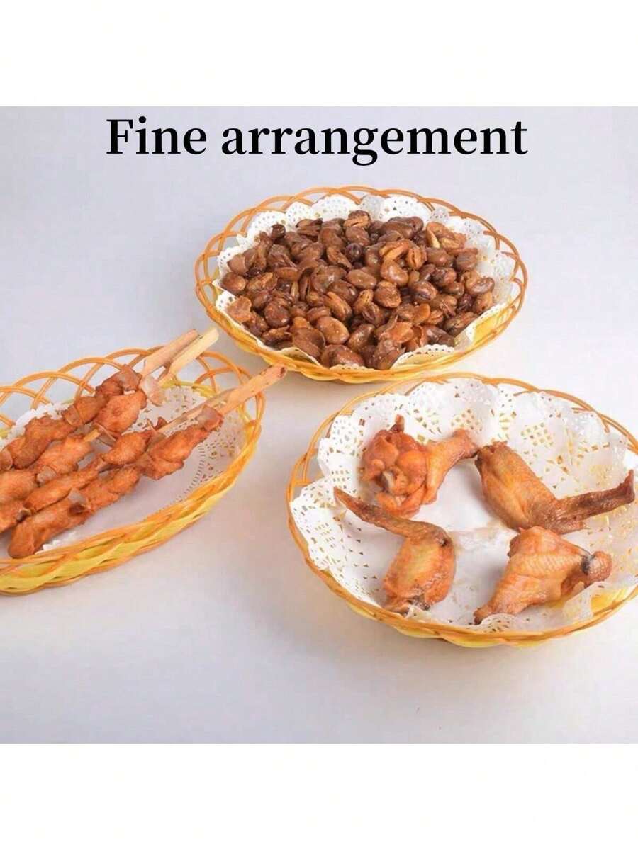 1 Handgeweven mand Plastic mand Woonkamer voor gasten Fruitmand, ontbijtbroodmand, popcornmand, fruitschaal, gefrituurde cakemand Multifunctioneel