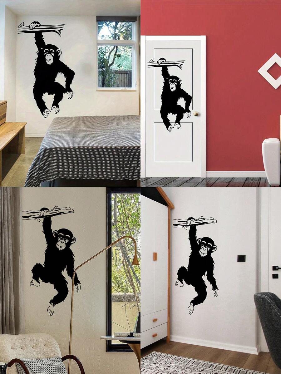 1pc Home Decorations Funny Monkey Tree Wall Decal For Living Room, Cartoon Jungle Forest Animal Branch Vinyl Wall Sticker For Bedroom, Vinyl Decal For Home Decorations, Wall Decoration Items Refresh Your Home Room Decor Bathroom Decor Bedroom Decor Room Decoration Stuff Living Room Decor House Decor Home Decor Living Room Wall Art Wall Paper Stickers