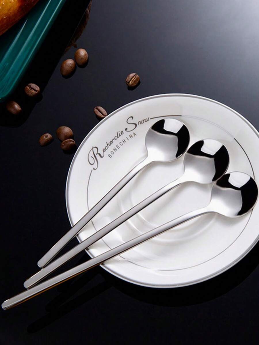 6 pièces Cuillères rondes en acier inoxydable, grandes cuillères à soupe, cuillères rondes pour marmite en pierre, grandes cuillères à café rondes
