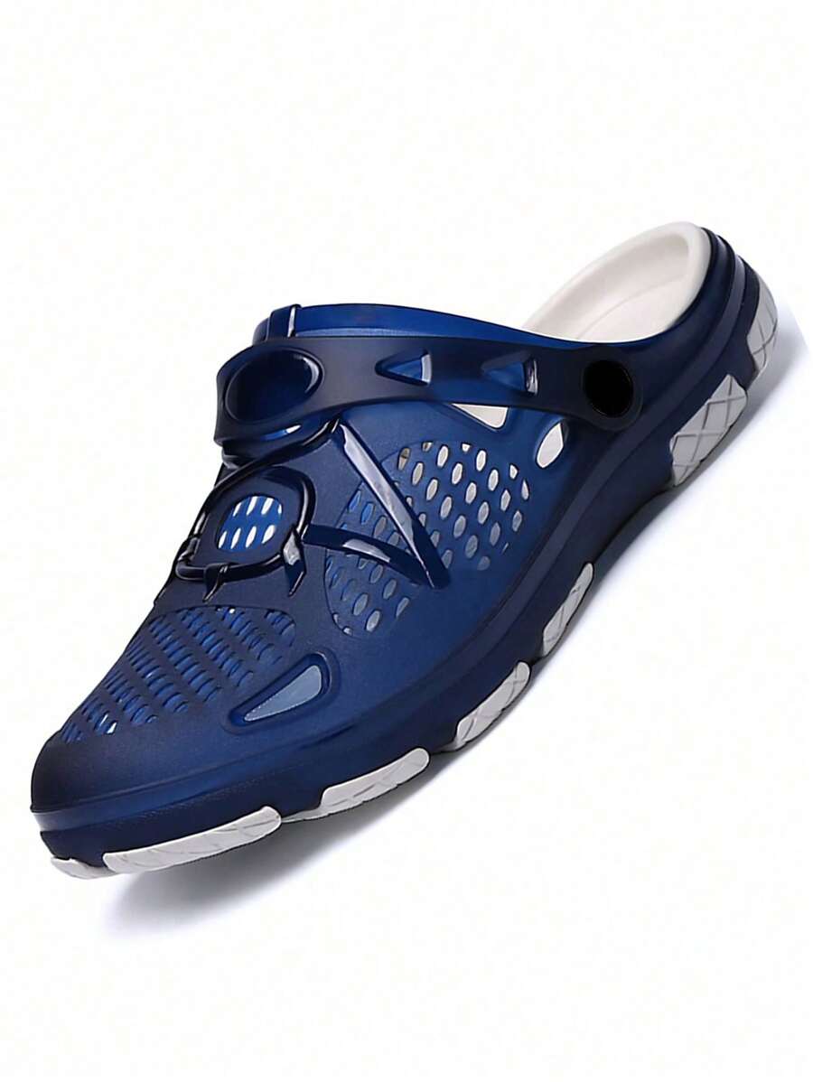 1 Pair Men's Lightweight Comfortable Clogs Hollowed Out Anti Slip Garden Shoes Men Mesh Summer Sandals For Men's Casual Outdoors Non-Slip Thick Sole Beach Flip Flops Slippers