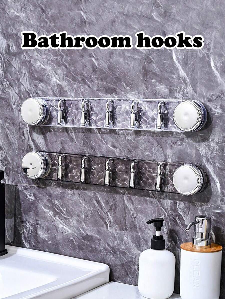 1pc Bathroom Rotating Suction Cup Hook Rack, Wave Pattern Seamless Adhesive Hook, Strong Load-Bearing Capacity, Suitable For Bathroom And Kitchen No-Drill