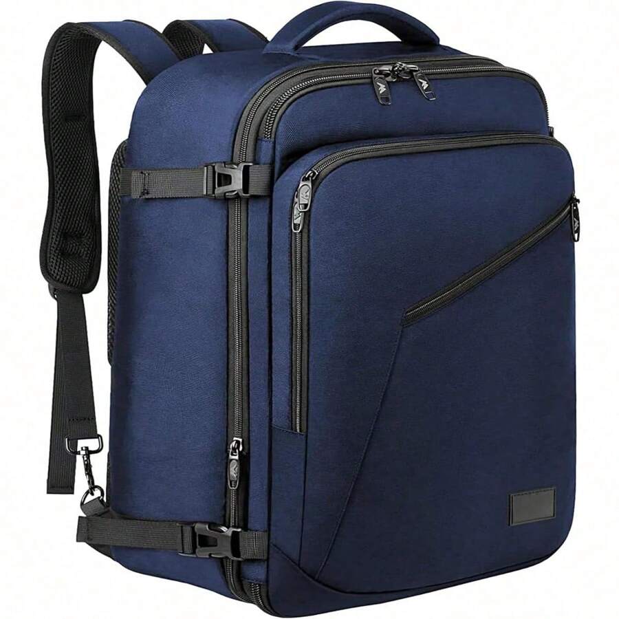 Extra Large Mens Travel Backpack Carry On, Expandable Traveling Backpack For Men Airline Approved Gym Backpack, Water Resistant Business Casual Daypack, Traveler Gift, Blue
