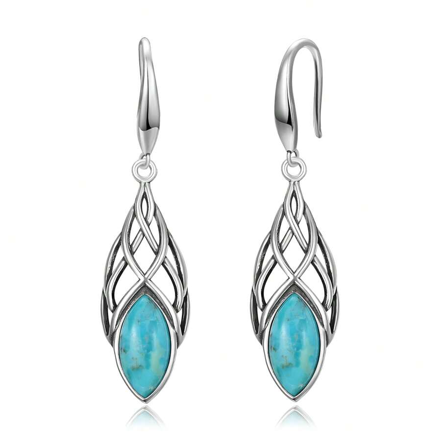Pendientes colgantes de ópalo para mujer, pendientes de plata de ley 925 con nudo celta, pendientes de gancho para pesca, joyas de cumpleaños como regalo para ella